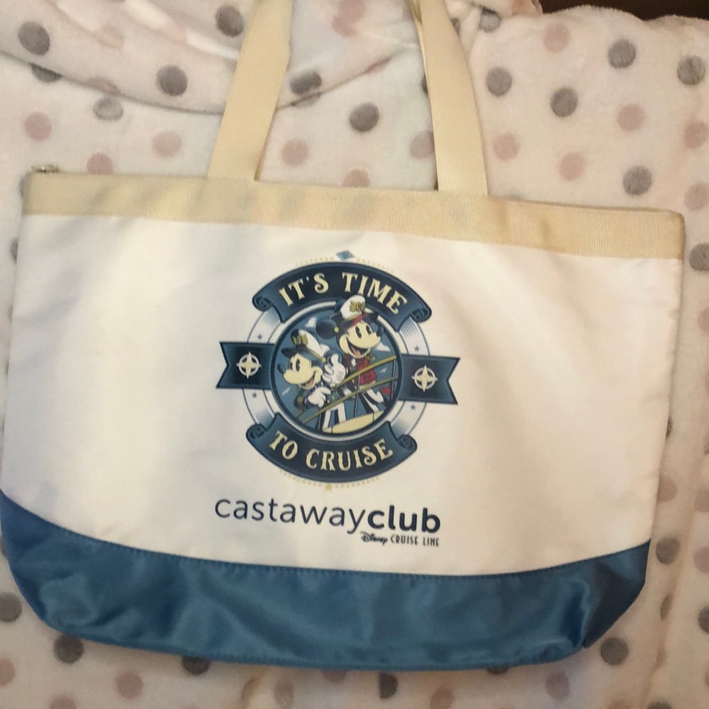 DISNEY Cruise Line 25th Anniversary Castaway Club large nylon tote bag.